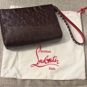 NWOT Christian Louboutin Crocodile Embossed Wristlet